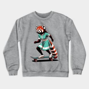 Retro Red panda Skateboarder - Vintage Style Illustration Crewneck Sweatshirt